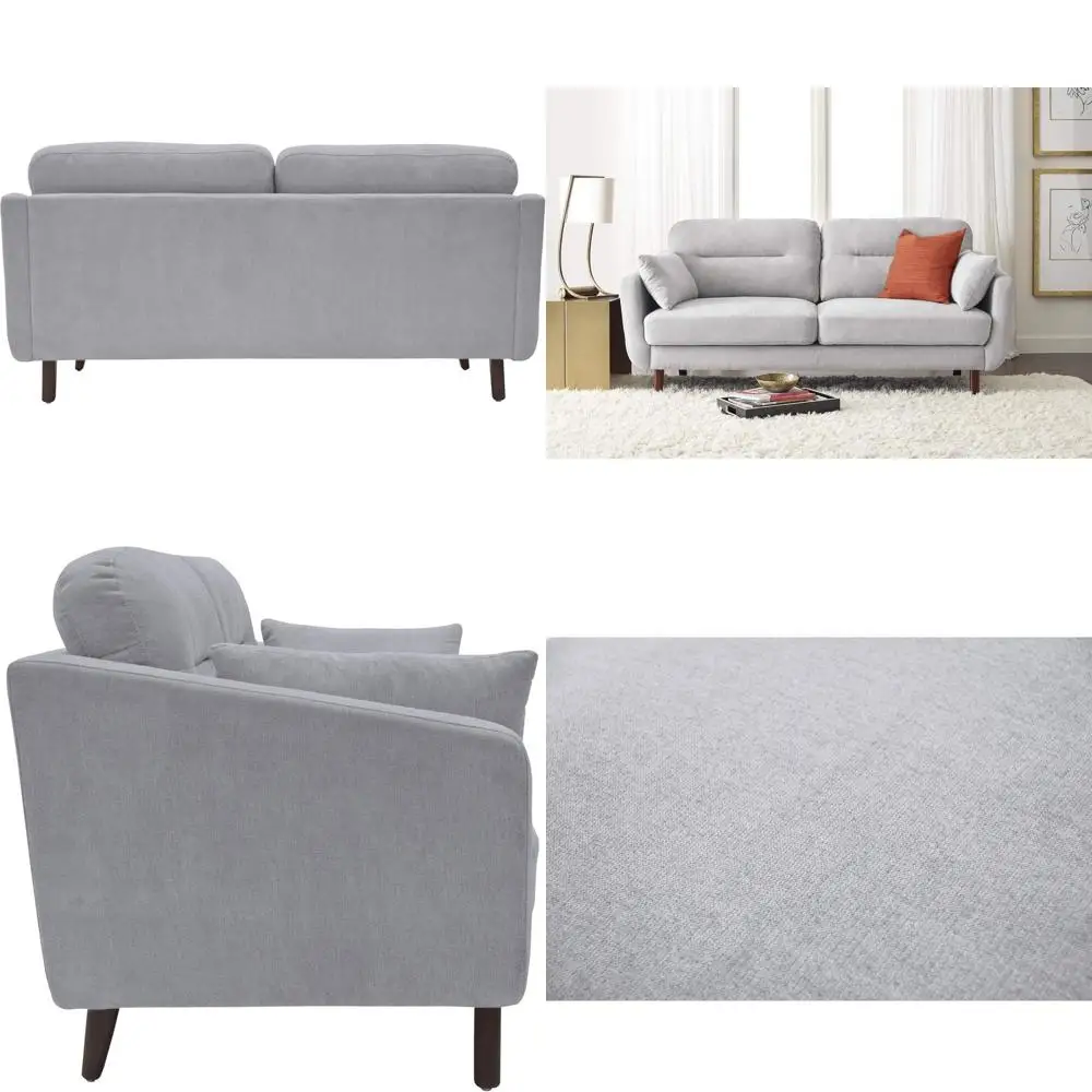 

Modern Sofa for Small Spaces: 73 Smoke Gray Microfiber Upholstered Couch