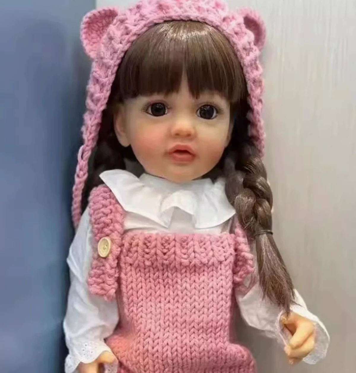 Popular Full Silicone Reborn Baby Girl Brown Long Hair Realistic Lifelike Doll Princess Toddler Bebe Kid Birthday Gift Bath Toy