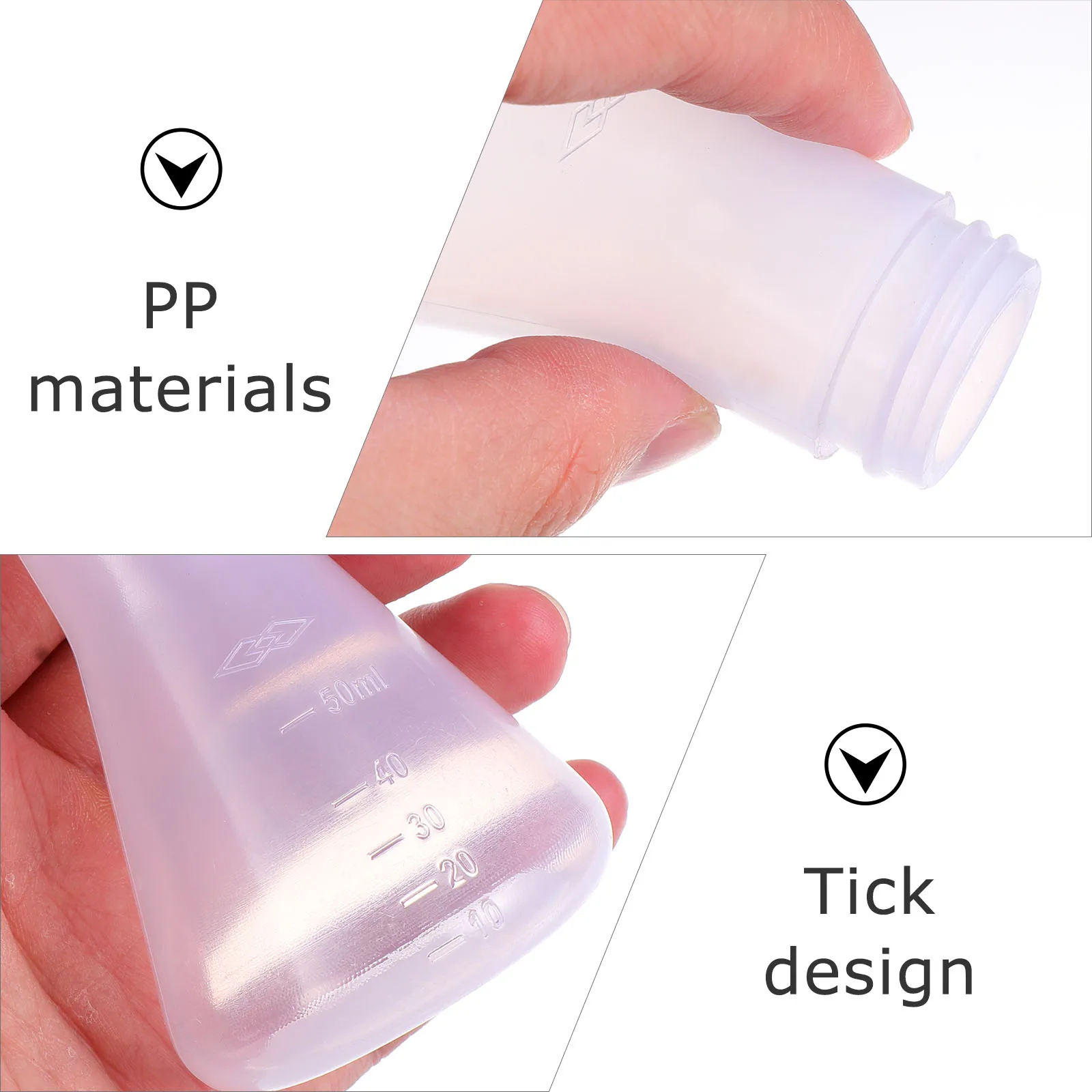

5 Pcs Scientific Flask with Lid Flasks Laboratory Conical Plastic Bottle Pp Science Beakers