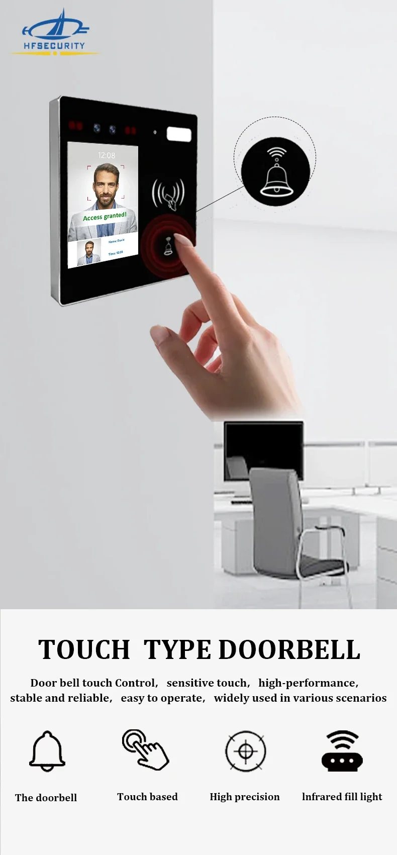 HFSecurity MINI30 Face Recognition IC Reader 2.4 Inches Face Recognition Access Control for gym hotel school
