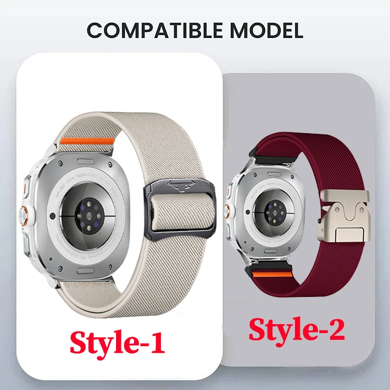 Nylon Strap for Samsung Galaxy Watch 9Ultra2 No Gaps Braided Elastic Loop Band Bracelet for Galaxy Watch Ultra 47mm Watchband