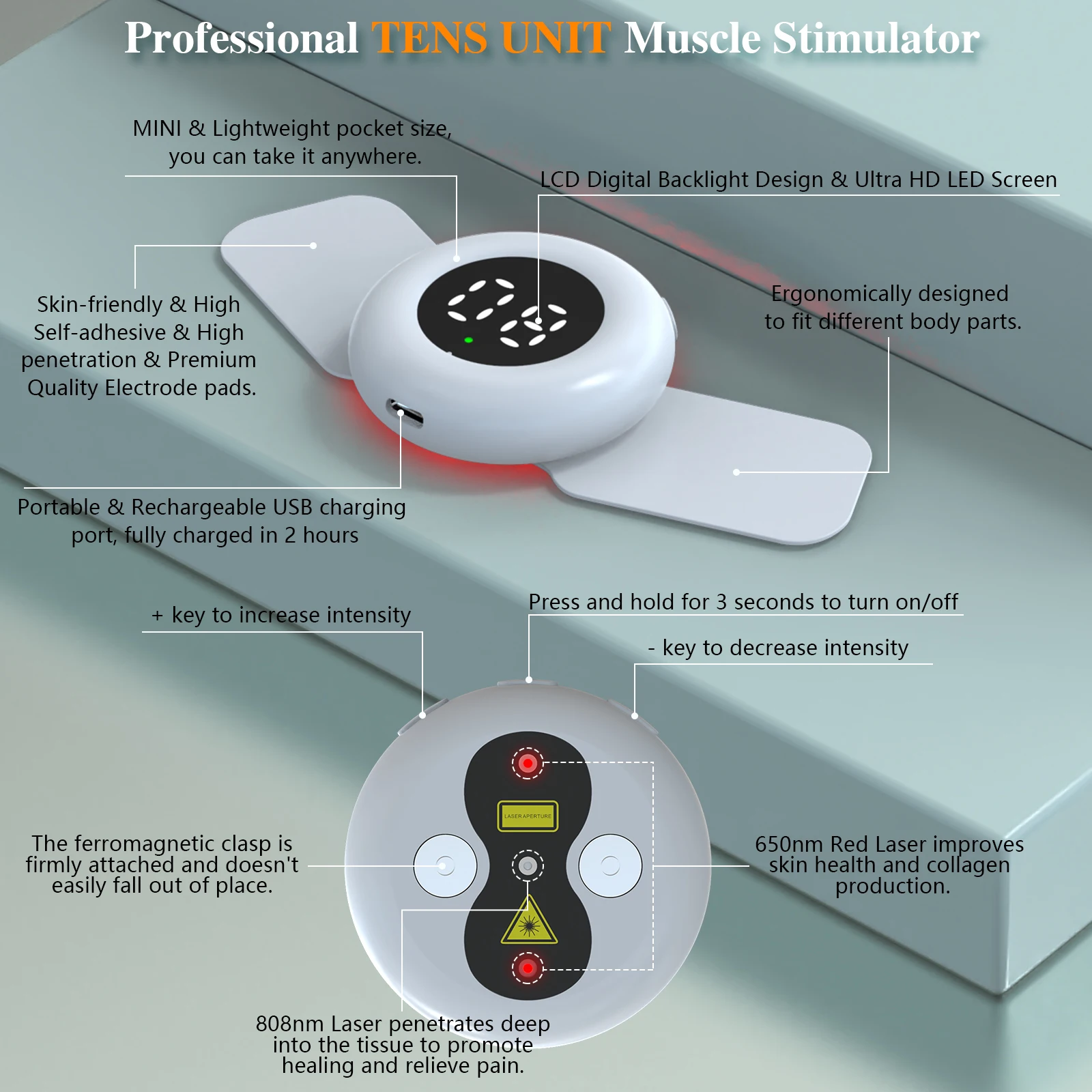 Physiotherapy Tens Muscle Stimulator Near Infrared Electric EMS Acupuncture Digital Therapy Slimming Machine Electro Stimulator