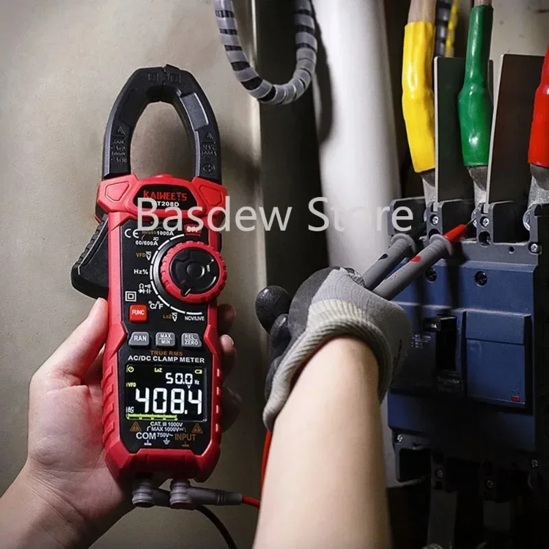 KAIWEETS HT208D 1000A Current Digital Clamp Meters Ammeter Test Electrical Multimeter Clamp Meter AC DC Digital