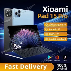 2024 Original NEW Global Version Tablet HD 4K Pad 15 Pro Android 13 Snapdragon 870 11inch 16GB+1TB 20000mAh Tablet PC 5G WIFI