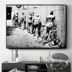 Póster en lienzo Vintage para montar en bicicleta en blanco y negro, póster para decoración de baño, decoración de pared de carretera