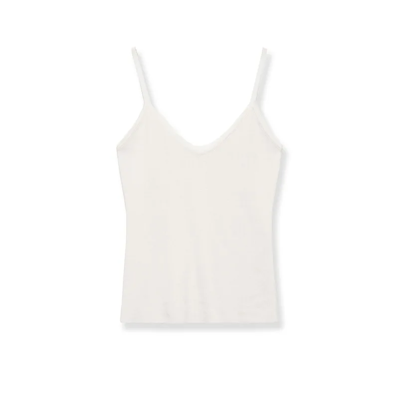 Y2K Women's Fashion Casual Slim Fit Black Sleeveless V-Neck Blended Ribbed Camisole Top 2026 New Style