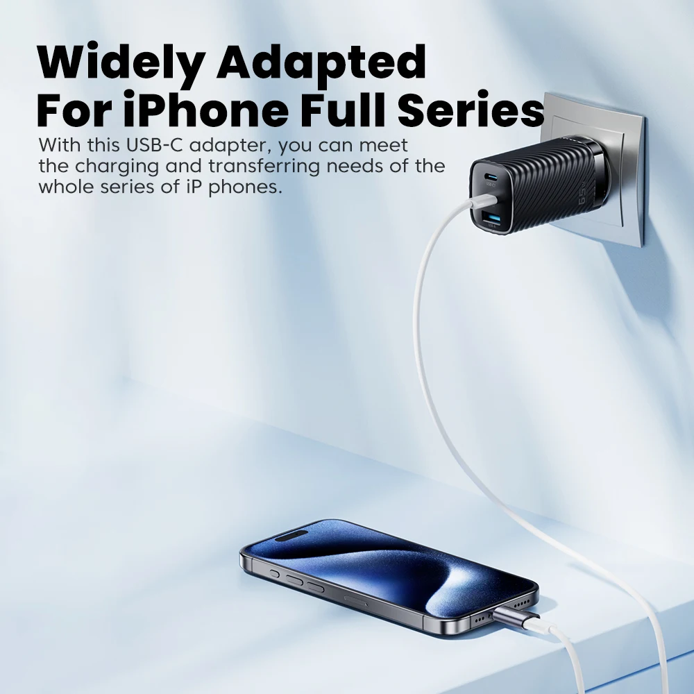 Toocki USB-C Male to Lightning Female Adapter, PD 60W Fast Charging Converter, Supports CarPlay & 480Mbps Data Transfer