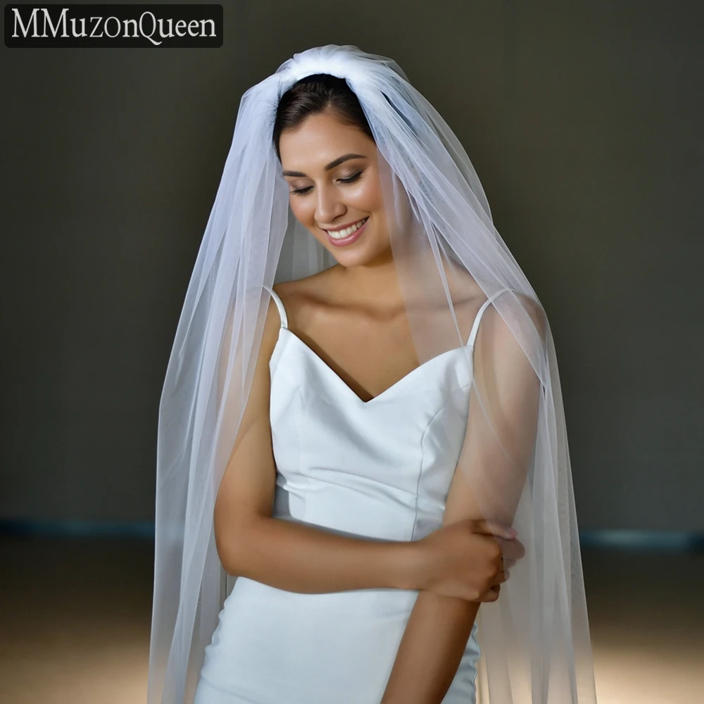 MMQ M92 3M Cathedral Wedding Veil Extra Wide Long Simple Bridal Veil White 1 Tier Floor Length Wedding Accessories