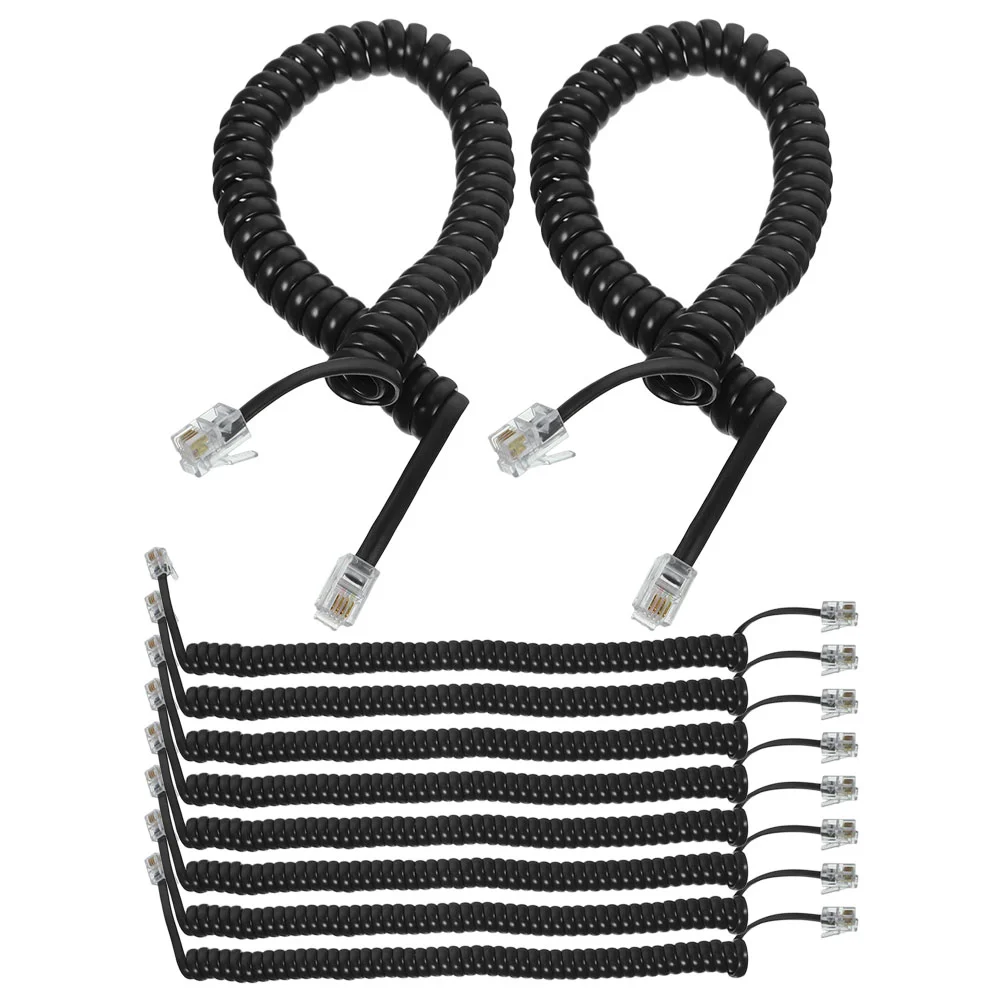 

10pcs Coiled Telephone Cords Landlines Phone Cord Telephone Cable Receiver Cord telephone wire black phone cord