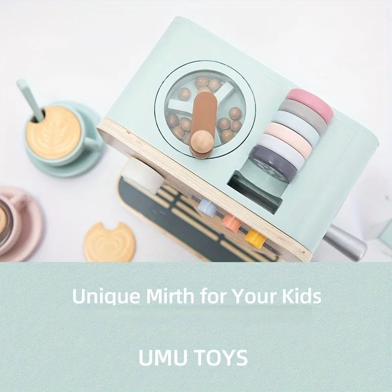 木製コーヒーマシンおもちゃセット - 子供用カフェロールプレイングと早期発達ゲームおもちゃ、親子の交流用