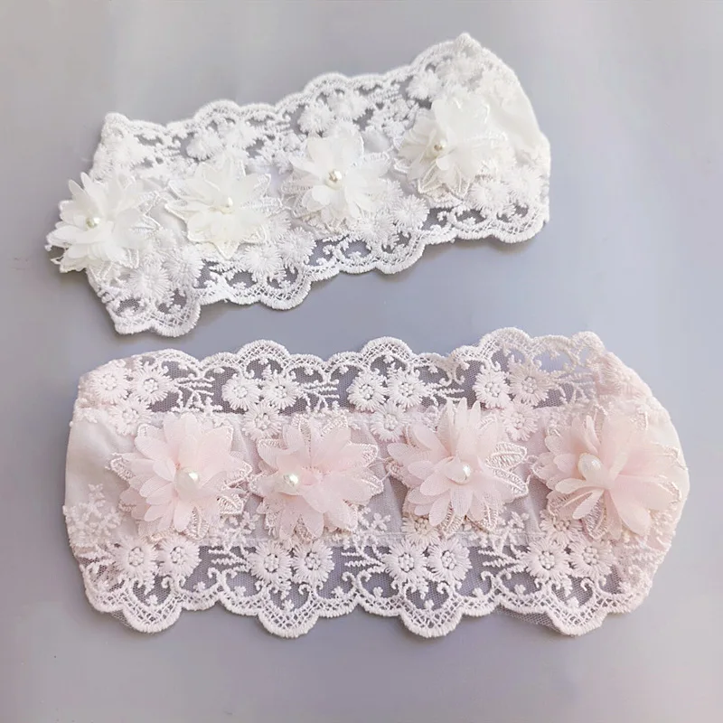 Fashion Baby Hairband Hair Accessories, White and Pink Flower Wide Hairband, Photo Headwear