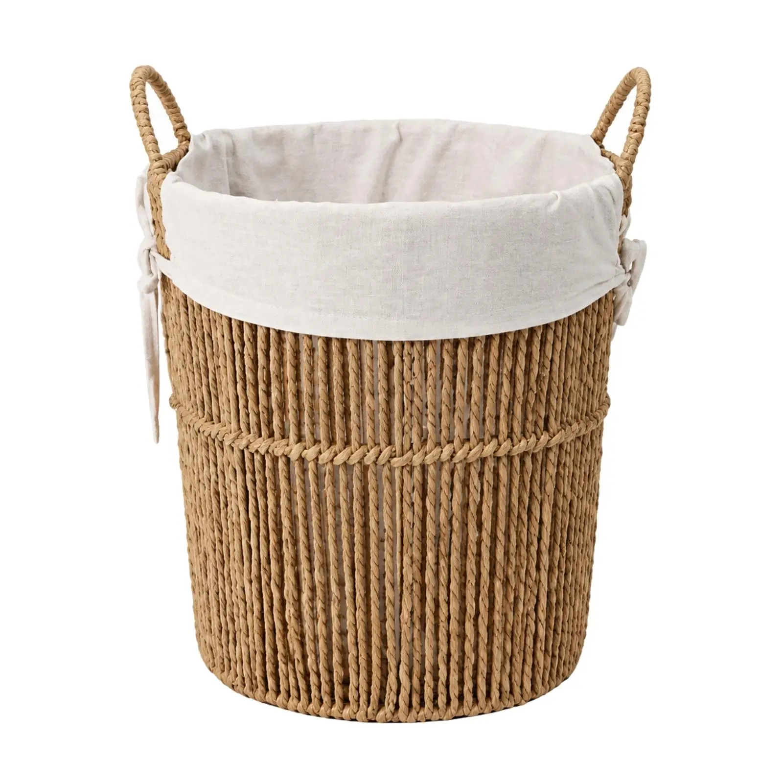 Woven Laundry Basket with Handles and Cotton Liner for Folded Clothes Towels Household Storage