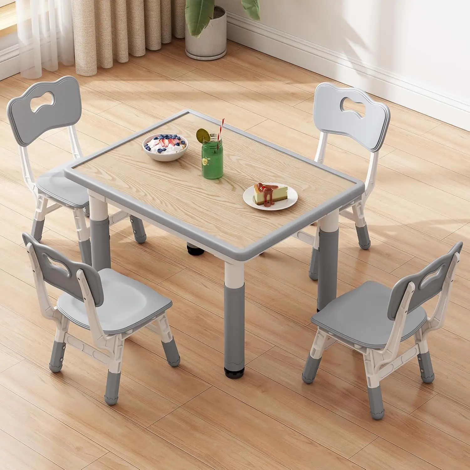 Ensemble table et chaise pour enfants, ensemble table et chaises pour tout-petits réglables en hauteur pour les 2 à 10 ans, 31,5''L x 23,6''W Table Graffiti avec 4