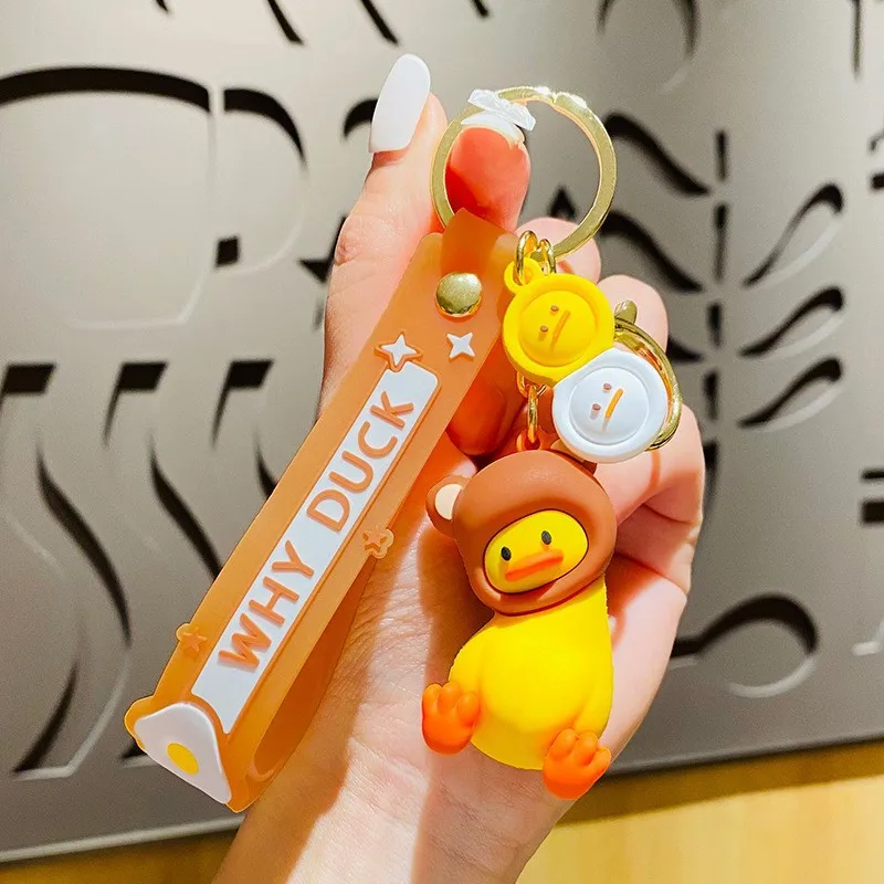 Creative crooked neck duck fun head set key chain personality hanging key chain cartoon doll bag small gift