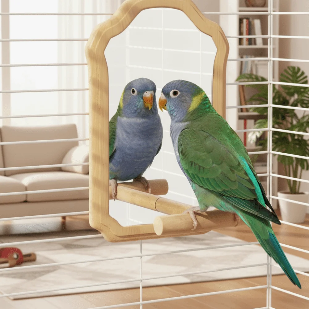 

Wear-Resisting Bird Mirror Perch Bite-Resistance Durable Parrot Mirror Detachable Interactive Bird Bird Cage Accessories