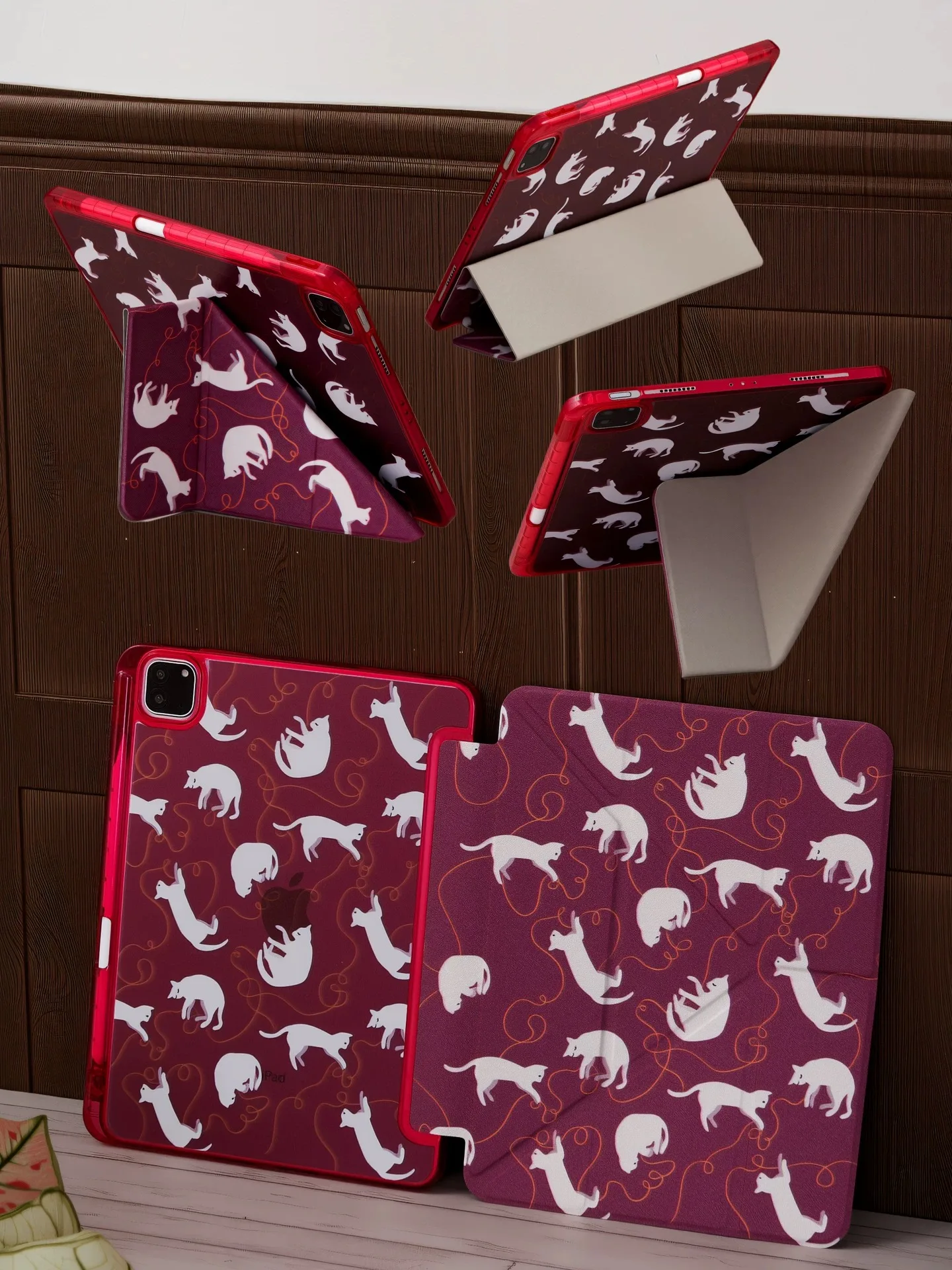 White cat-shaped tablet case, suitable for iPad, Y+ three-fold acrylic material