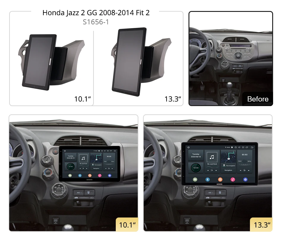 1920*1080 Nano Ownice Android 12.0 for Honda Jazz 2 GG 2008-2014 Fit 2 Car Radio Audio 13.3