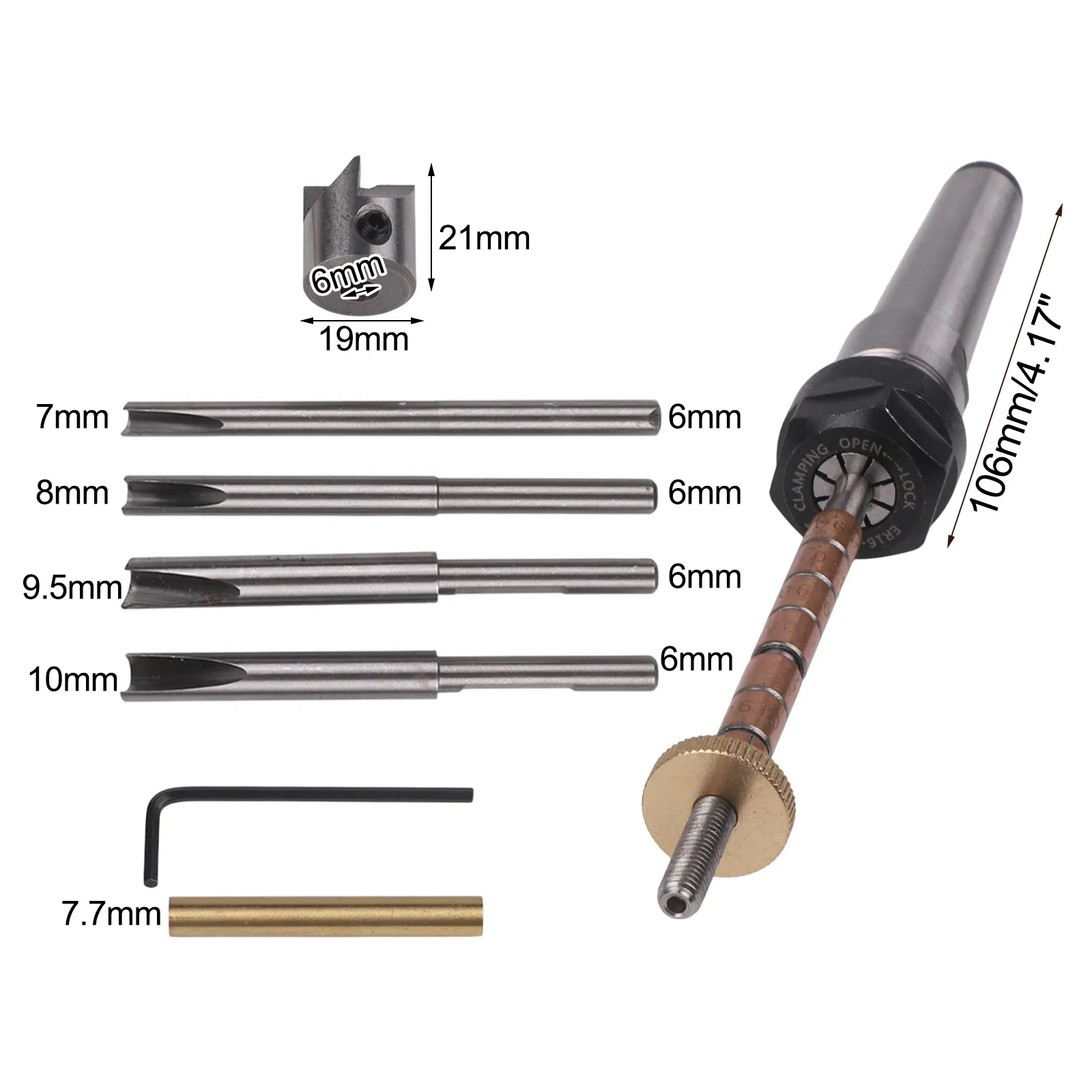 7mm Drill Bit Pen Turning Mandrel Cutting Head With Adapter For Handheld Drills Carpentry Cutting Tools Drilling Tools