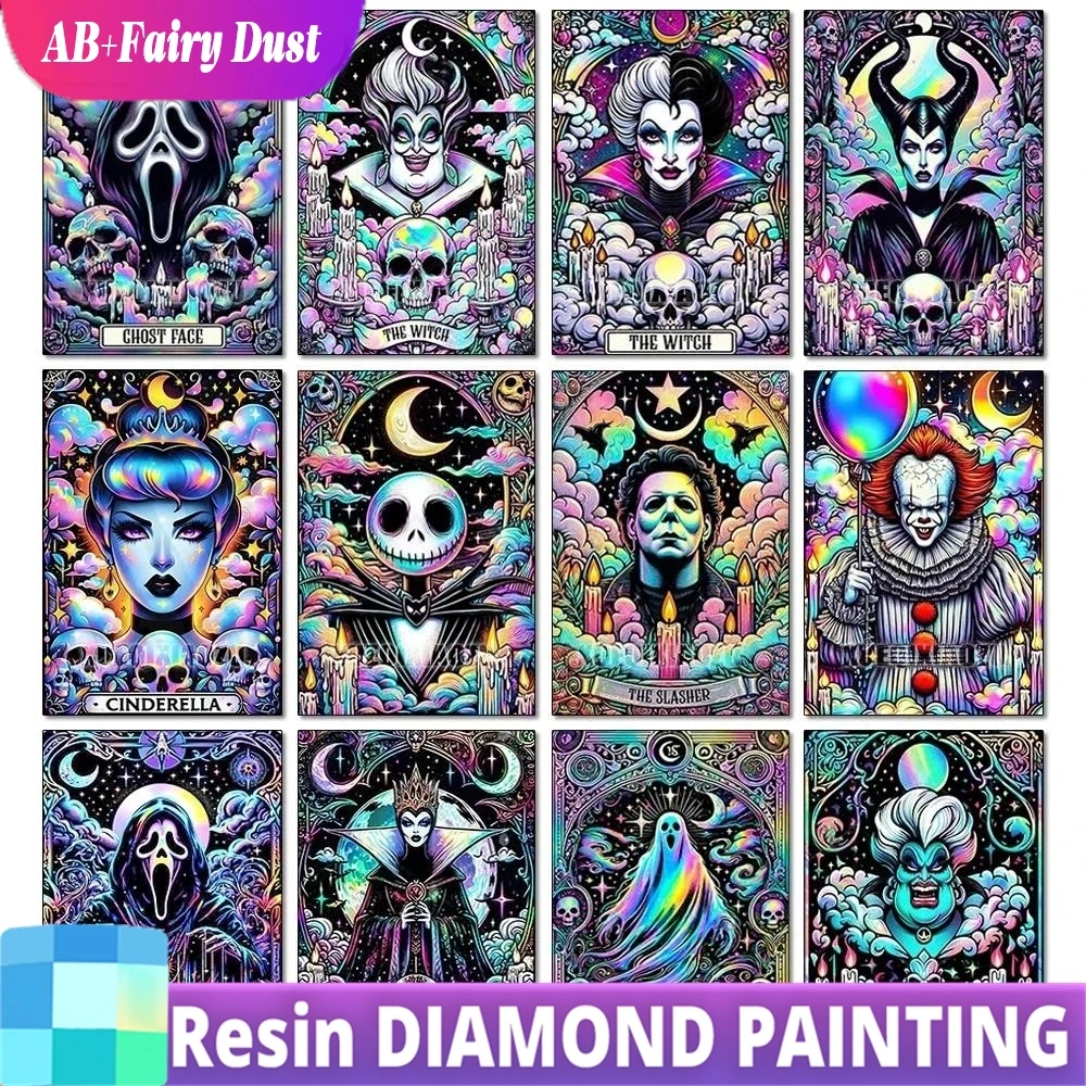 Harz Fee Staub AB Schädel Bösewicht Diamant Malerei Kunst Böse Königin 5D DIY Volle Stickerei Mosaik Kreuz Stich Kits Wohnkultur