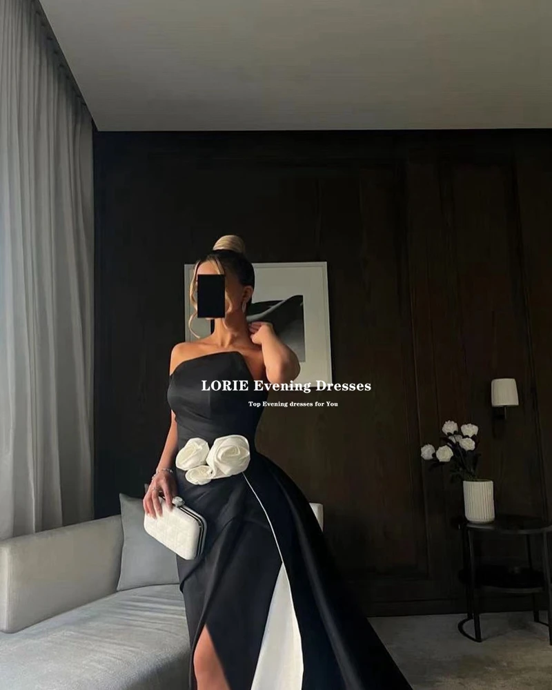 LORIE 2024 One Shoulder Evening Dresses Mermaid Saudi Arabic Dubai Flowers Split  Nightclub Cocktail Prom Party Gowns Customized