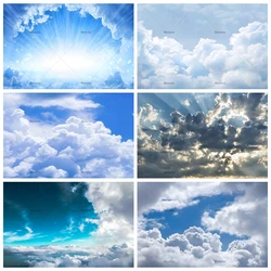 Blue Sky White Cloud Photography Background Custom Natural Scenic Baby Shower Birthday Party sfondo Photocall Photo Studio