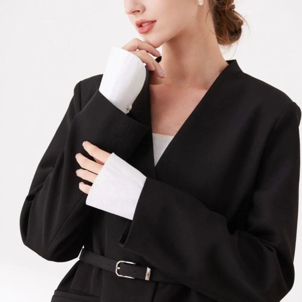 

1pair New White Fake Cuffs Extension Breathable False Sleeves Detachable Wrist Horn Cuffs Women