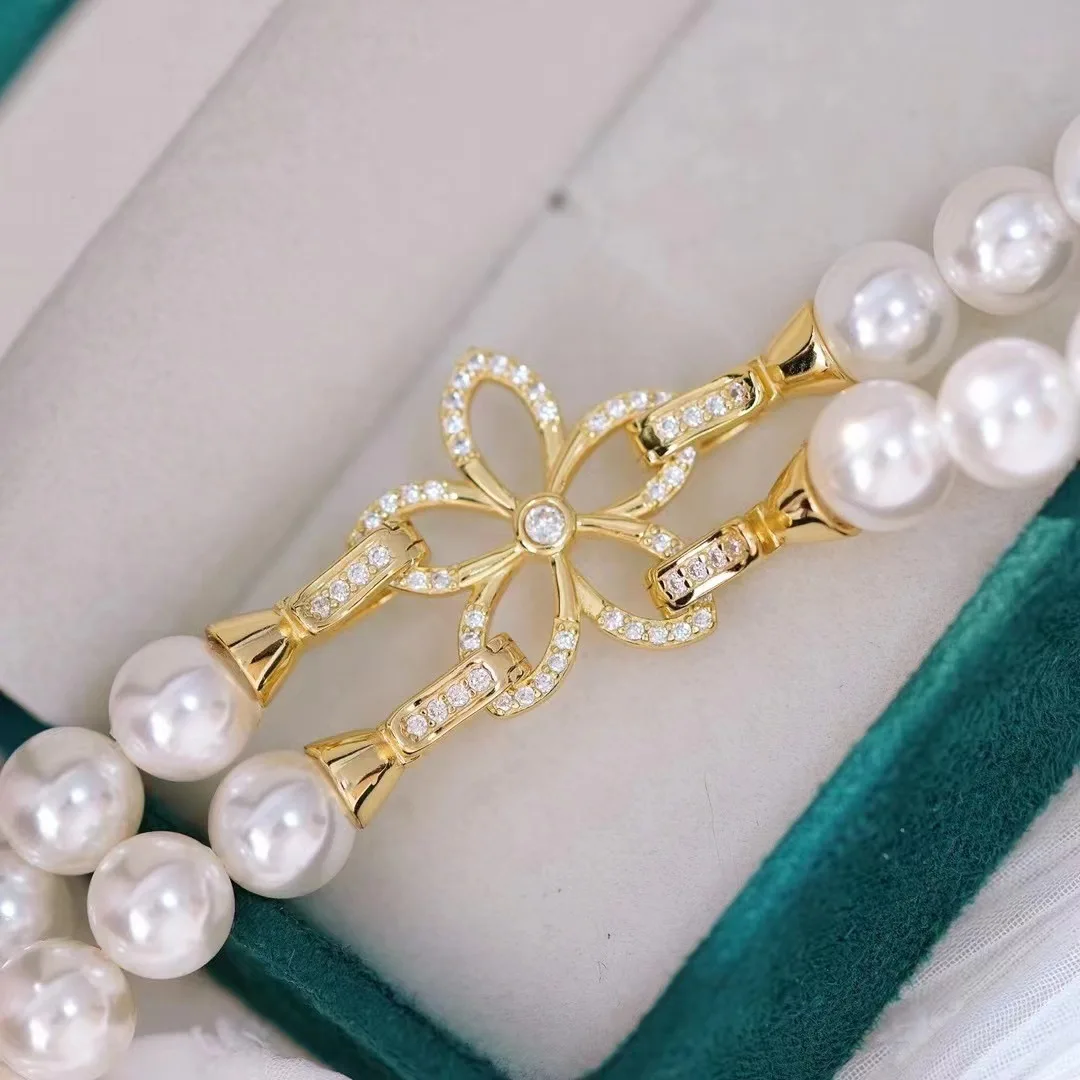 925 Sterling Silver Wholesale Necklace Bracelet Clasps and Hooks Jewelry Accessory Parts Settings for 8-9mm Pearls 3pcs/lot