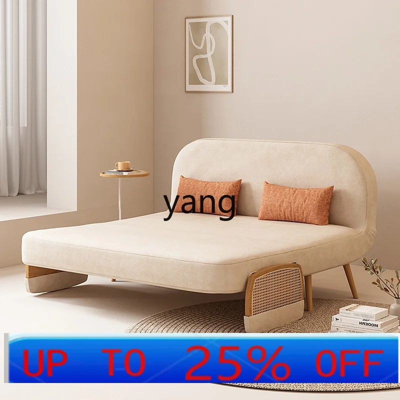 

LH folding dual-purpose living room functional small apartment solid wood fabric sofa