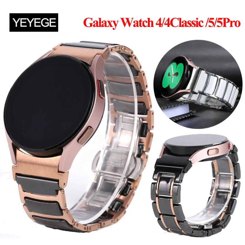 No Gaps Ceramic Strap For Samsung Watch6 5 4 40mm 44mm Bracelet Correa For Samsung Watch 5 Pro 45mm/4 6Classic 42mm 46mm 43 47mm