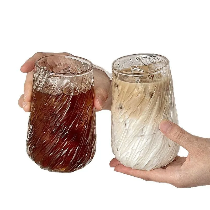 1PC 400ML Coffee Mug Glassware Stripe Glass Cup Ice Mug Transparent Glass Tea Cup Drinkware Juice Milk Transparent Water Glass image 6
