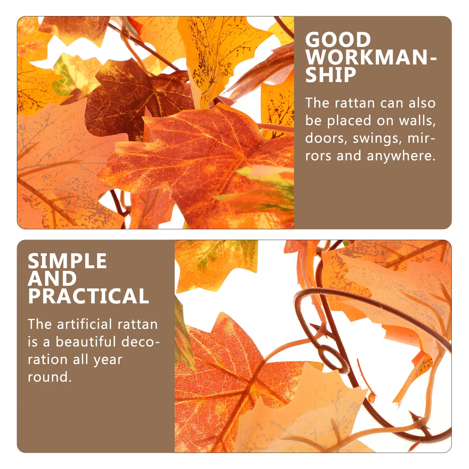 

Artificial Maple Rattan Garland Faux Plants Simulation Leaves Brown Halloween Christmas DecorWeddingPartyDecorations