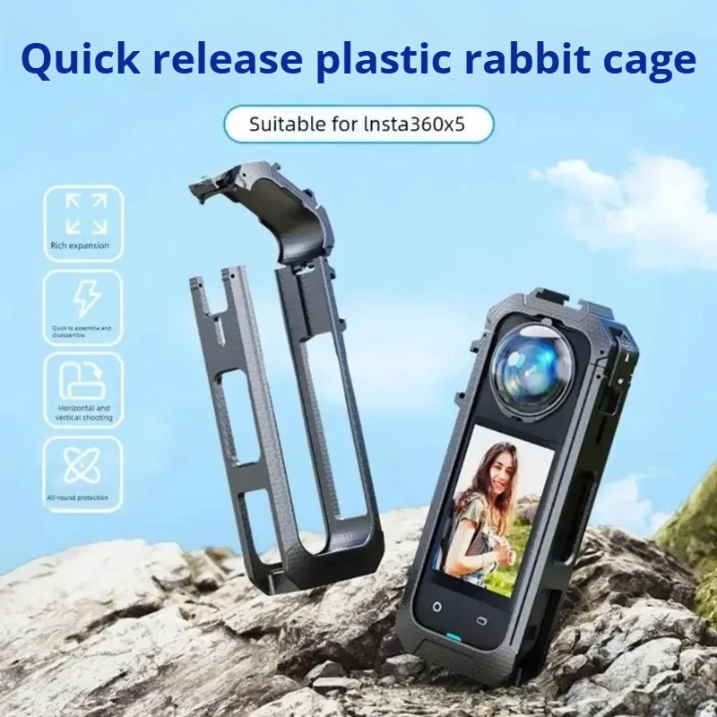 Protective Frame Case For Insta360 X5 Housing Cage With Cold Shoe Mount For Insta360 X5 Camera Accessories