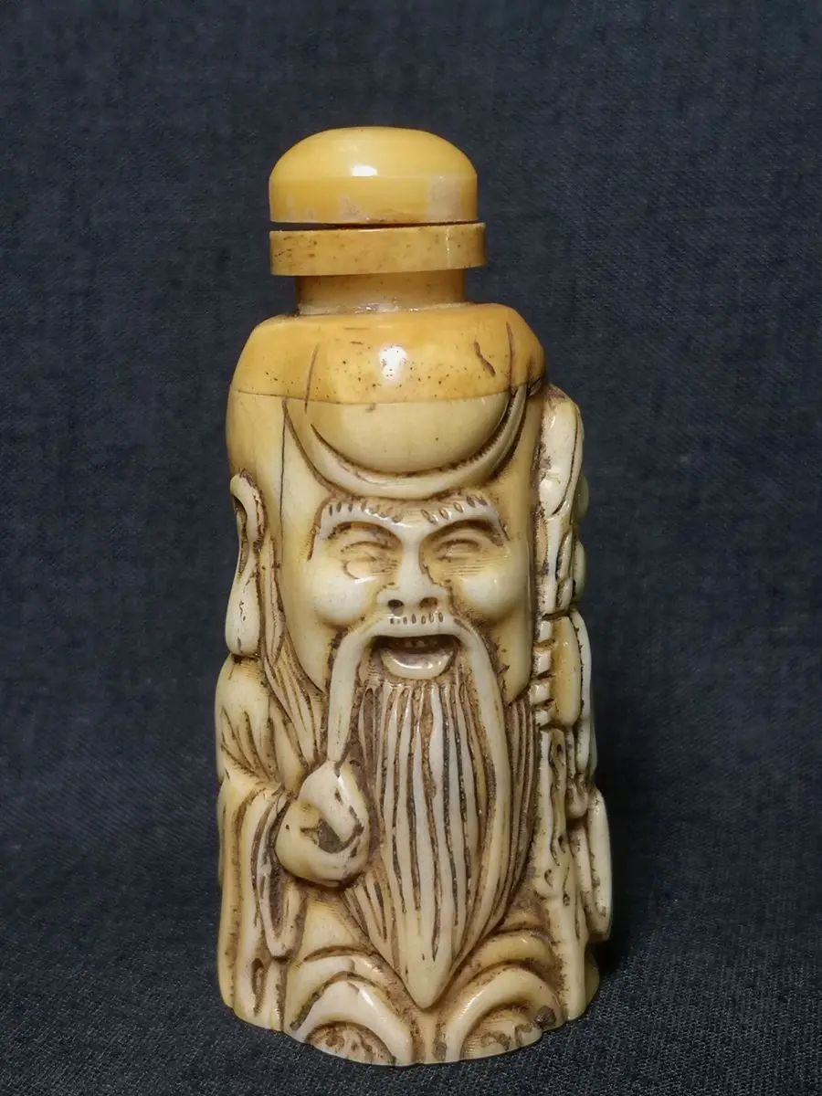 

CULTUER ART Collection Ornaments Asian China Old Hand Carved god of longevity statue Snuff Bottles Family Decoration gift