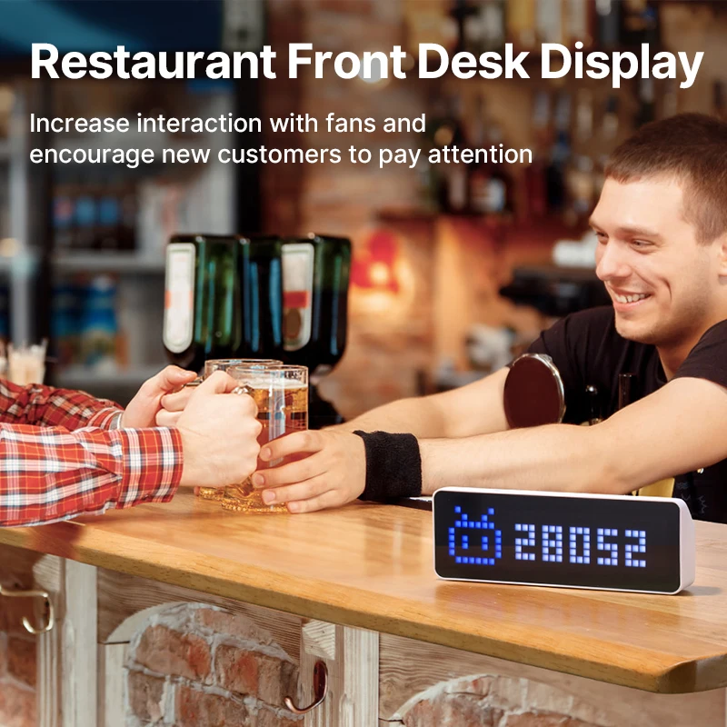 ERIKOLE TC001 Smart Pixel Klok LED Full Color Pixel Display Pomodoro Klok Youtube Fans voor Thuis Nieuwe Versie