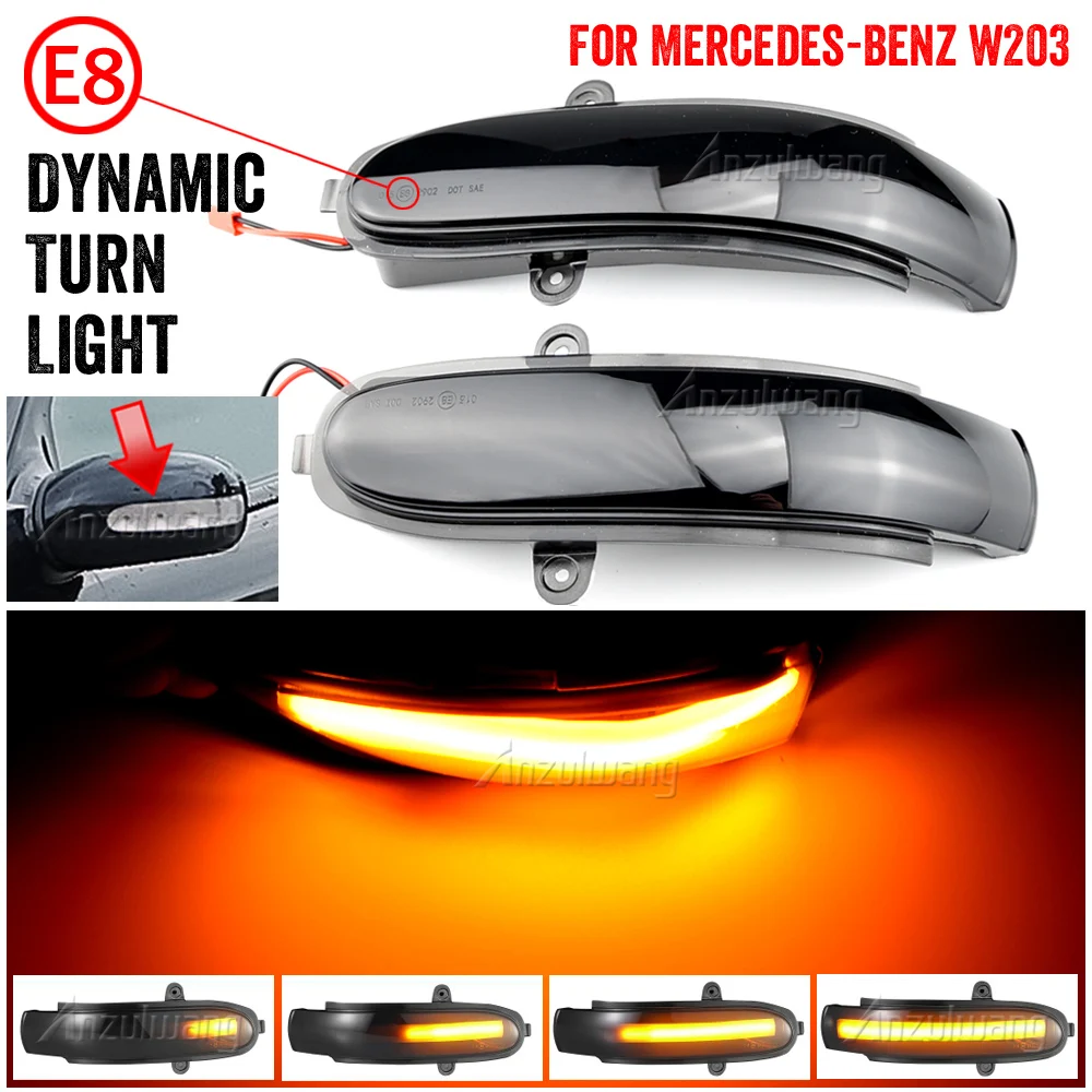 

LED Dynamic Turn Signal Blinker Side Mirror Indicator Sequential Light For Mercedes Benz C Class W203 W211 S203 CL203 2001-2007