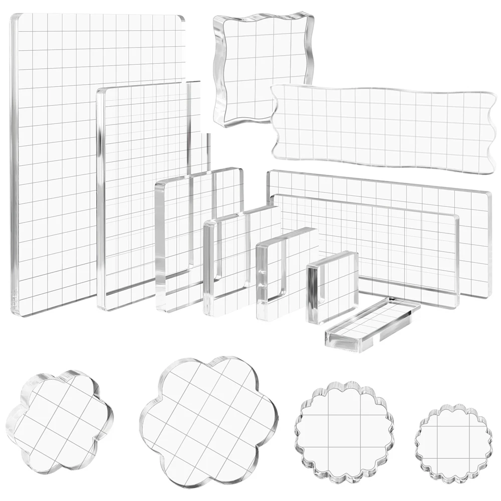 Çeşitli Boyutlarda Şeffaf Akrilik Damga Blok Seti Izgara Çizgileri ile Damga Blok Damgalama Araçları diy Scrapbooking El Sanatları Kart Yapımı için