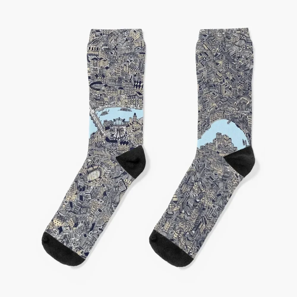 London Map Drawing color Socks Crossfit summer Socks Male Women's