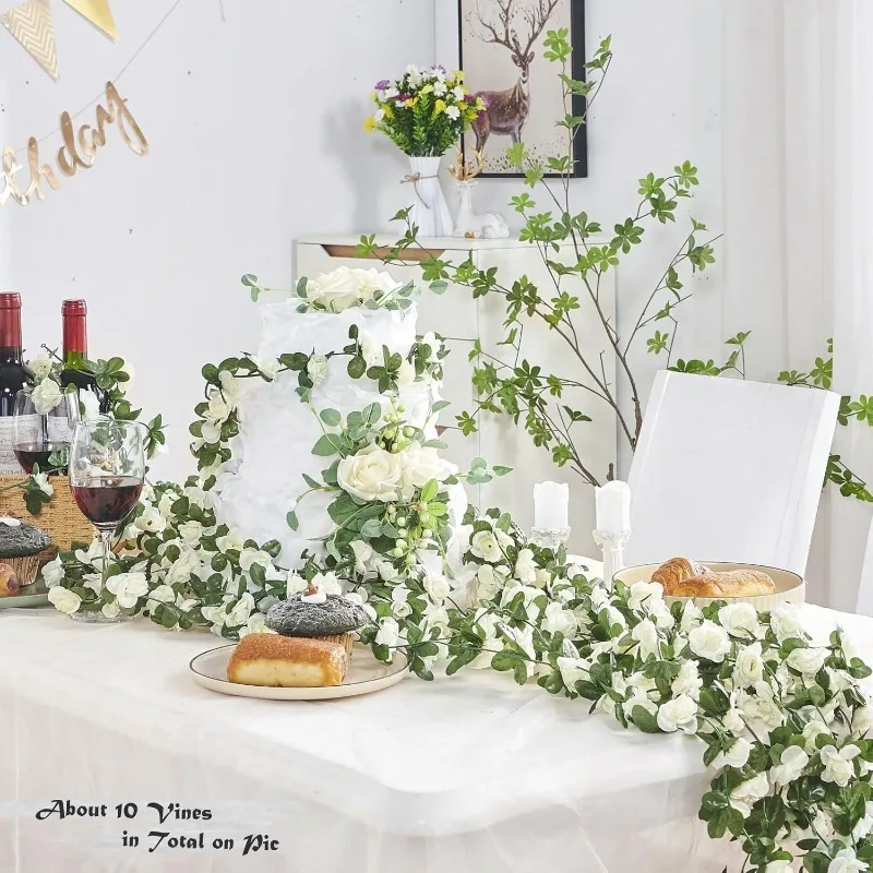 250 cm künstliche Rosenblüten, Ranke für Zuhause, Raumdekoration, Herbst, Garten, Bogen, Weihnachten, Rattan, DIY, gefälschte Pflanzen, Hochzeitsdekoration – Detail 3
