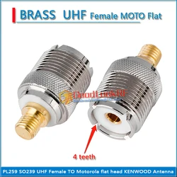 1X Pcs PL259 SO239 UHF Female TO Motorola flat head KENWOOD Antenna Cable Connector Socket Brass Straight Coaxial RF Adapters