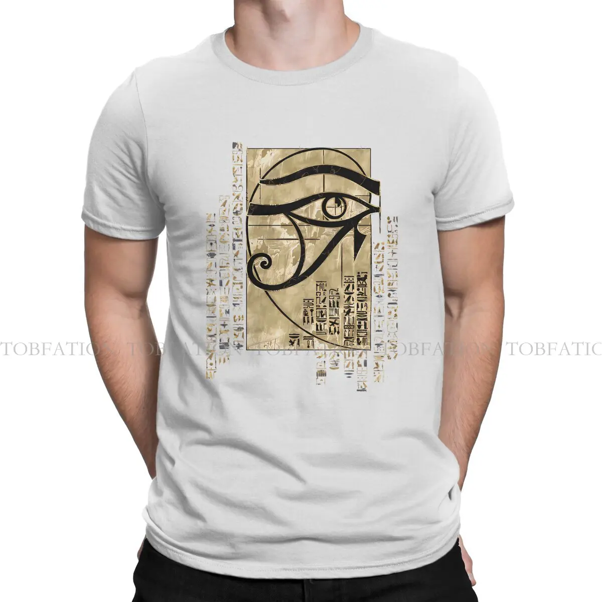 Egyptian Original TShirts Egyptian Eye of Horus Sacred Geometry Ornament Print Men\'s T Shirt Hipster Tops 6XL