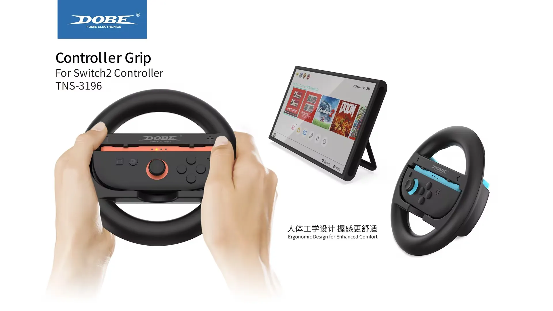 2PCS Steering Wheel for   2 Joy Con Controller Switch Joycon 2 Racing Wheel Hand Grip for Mario Kart 8 Deluxe