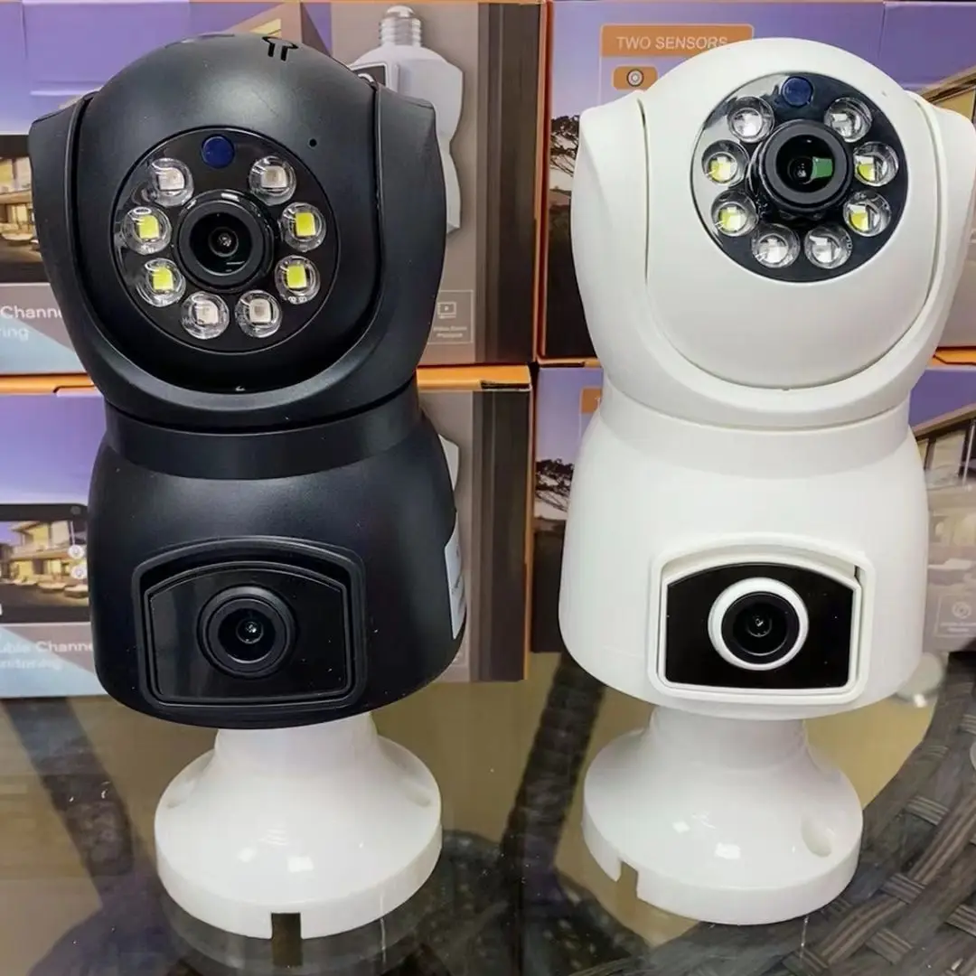 4MP V380/Yoosee APP عدسة مزدوجة E27 مصباح رئيس المقبس كامل اللون اللاسلكية PTZ IP كاميرا بشكل قبة الاتصال الداخلي الأمن CCTV مراقبة الطفل