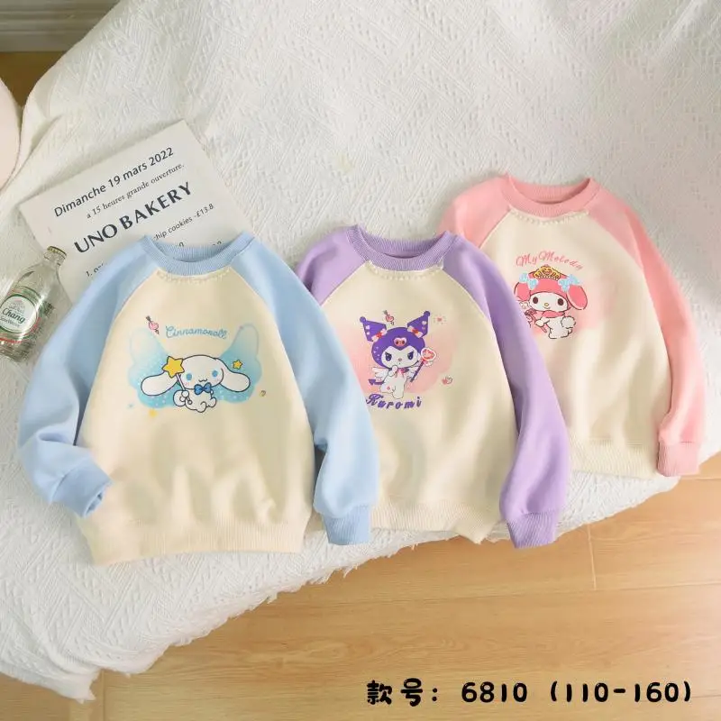 

Girly Heart Kawaii Sanrio Anime Cinnamoroll Kuromi Long Sleeve Hooded Cute Cartoon My Melody Ins Loose T Shirt Gifts for Girls