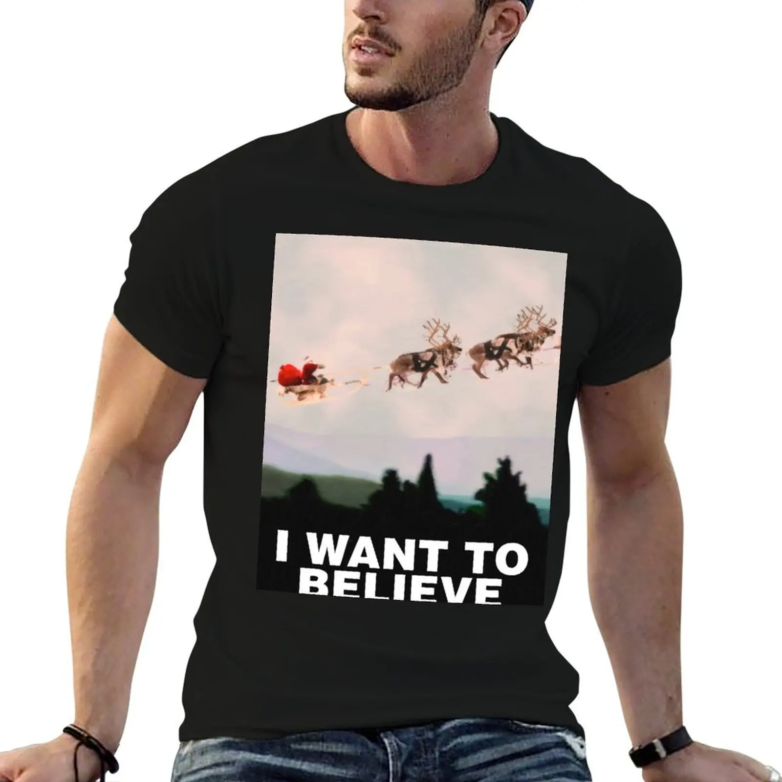 I Want to Believe, X-Files spoof T-Shirt custom shirt cotton man t-shirts mens vintage t shirts