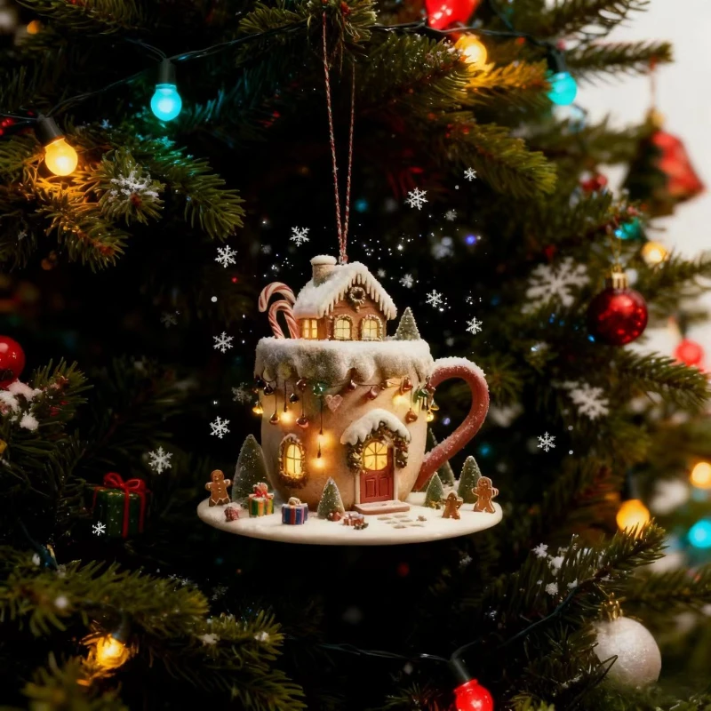 

A Christmas tree home decoration pendant acrylic flat hanging tag car pendant can be given to friends as a Christmas gift