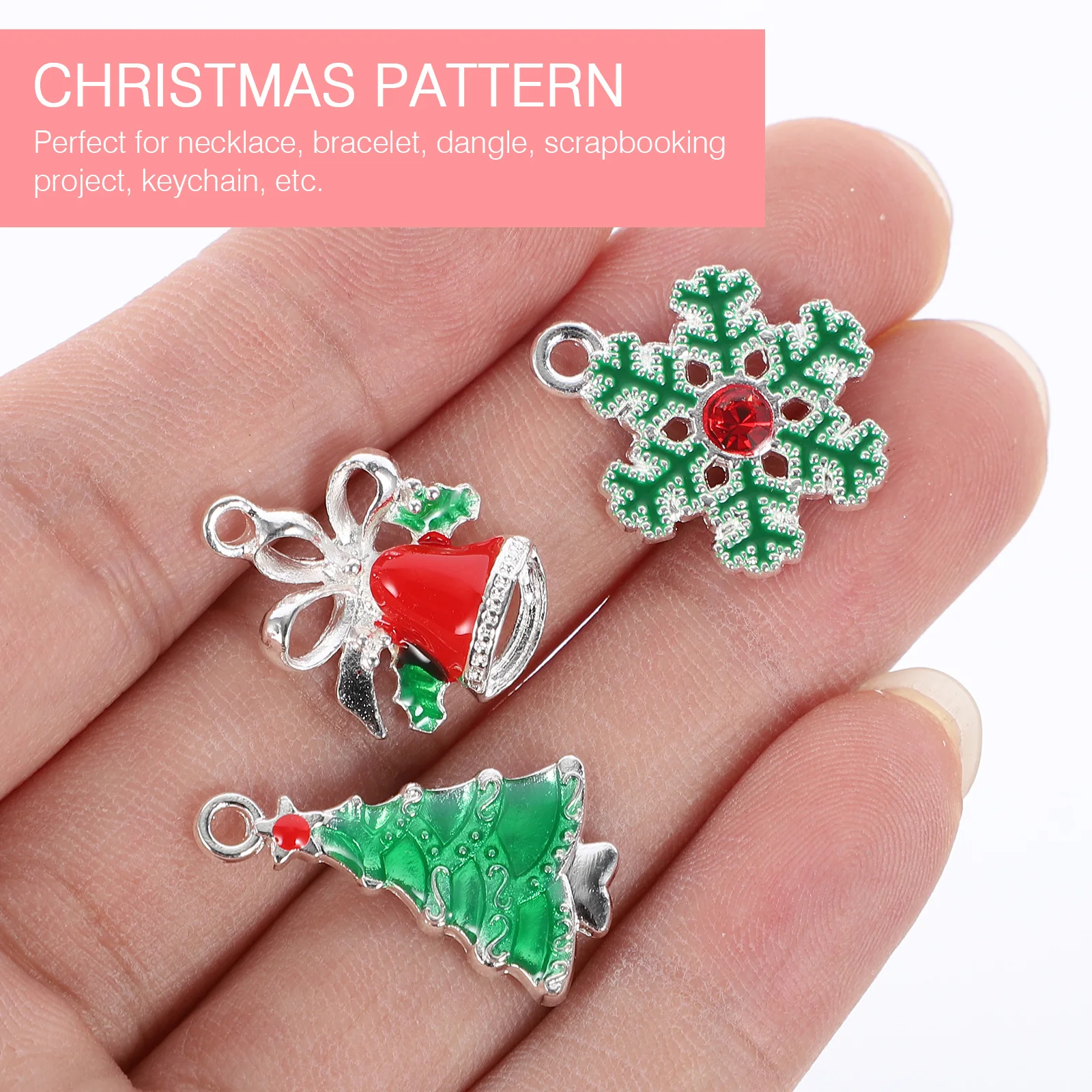

15pcs Christmas Diy Alloy Pendant Charms Dangle Accessories For Necklace Bracelet Keychain Scrapbooking Tree Snowflake Bow Bell