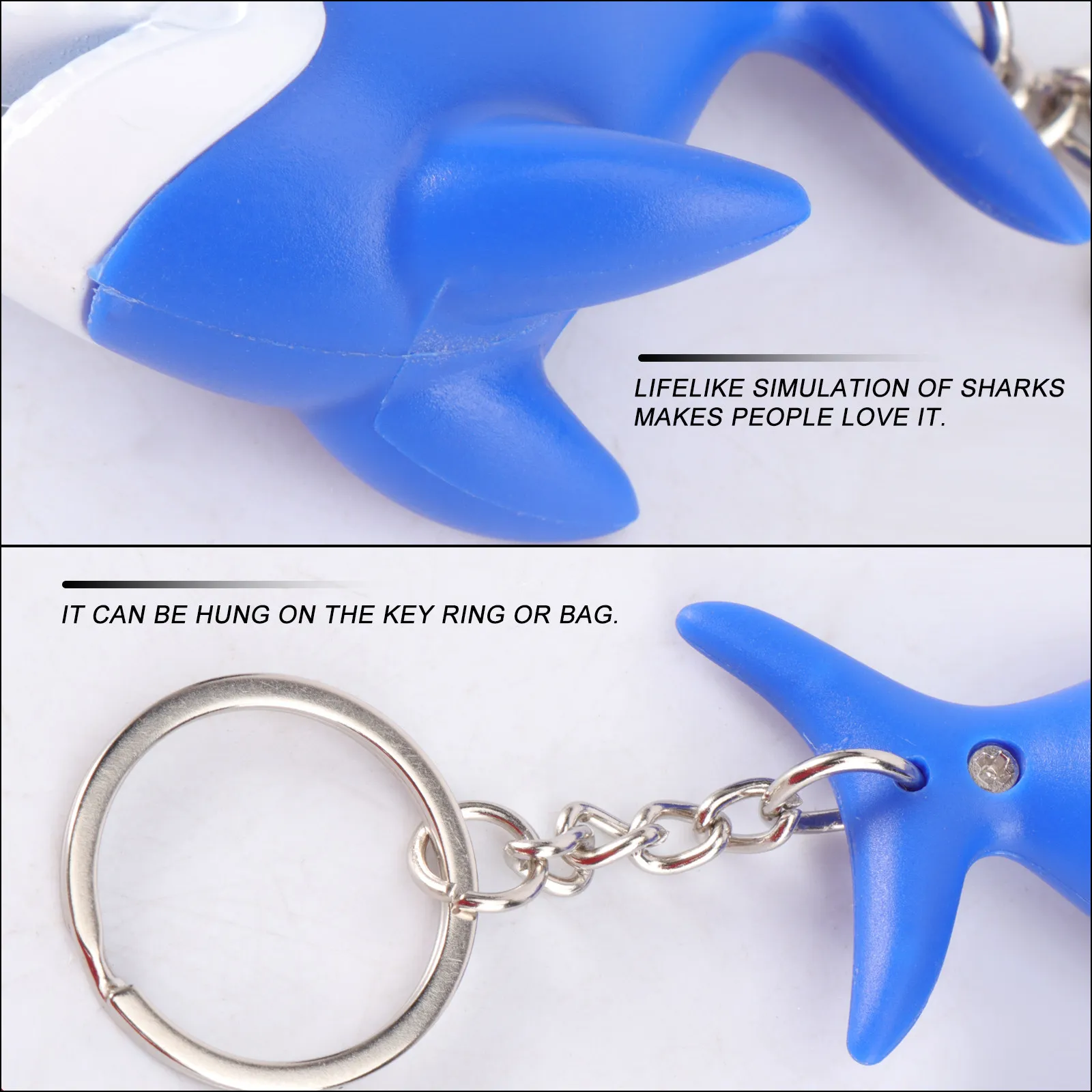 Shark Keychain 2Pcs Glow Effect Metal Key Rings for Keys Bags Phones Creative Gift