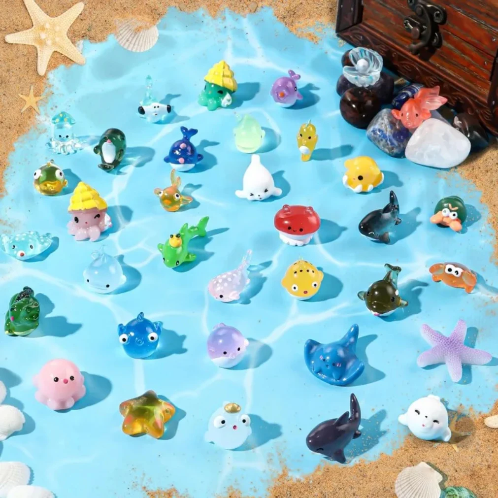 

Mini Ocean Resin Animals Tiny Sea Animals Figurines Marine Miniature Decorations for DIY Fish Tank Potted Micro Garden Landscap