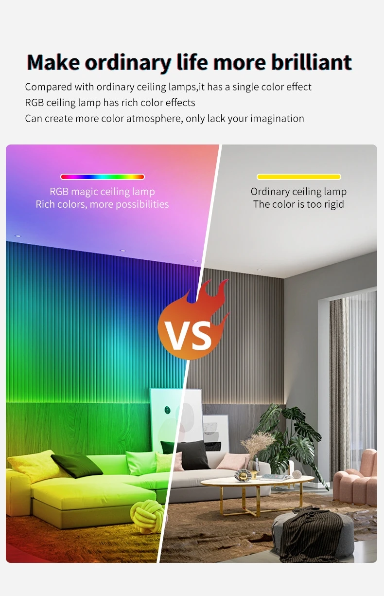Smart WIFI LED Round Ceiling Light RGBCW Tuya APP Dimmable Compatible with Alexa Google Assistant for Bedroom image 4