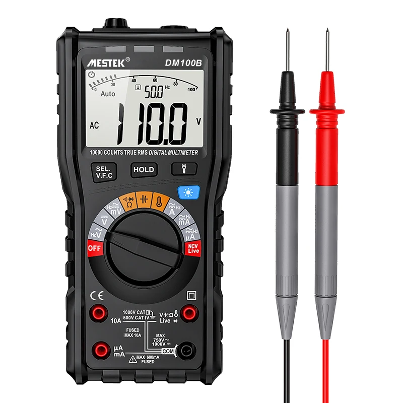 Multimeter DM100B High Accuracy 10000 Counts 1000V AC/ DC Voltage Digital Multimeter Temperature NCV True RMS Smart Multimetro